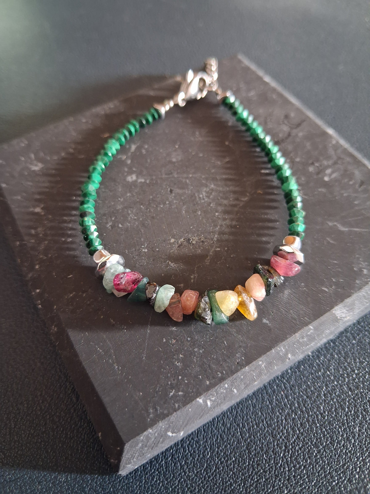 Bracelet Rhodes – Malachite & Tourmaline