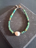 Bracelet Rhodes 6.1 – Émeraude, hématite grise et perle d’eau douce
