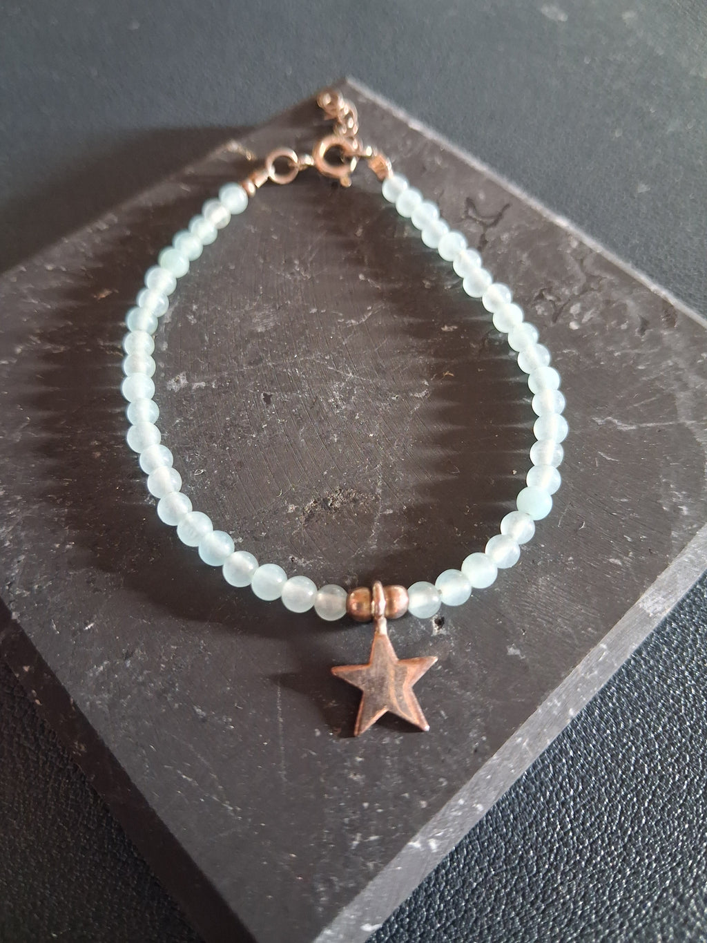Bracelet Rhodes – Aigue-marine & Étoile Argent 925