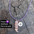 Collier Astro Poisson — Améthyste & Pierre de soleil, fait main
