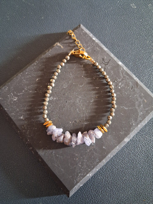 Bracelet Rhodes 17 – Pyrite et tanzanite brute