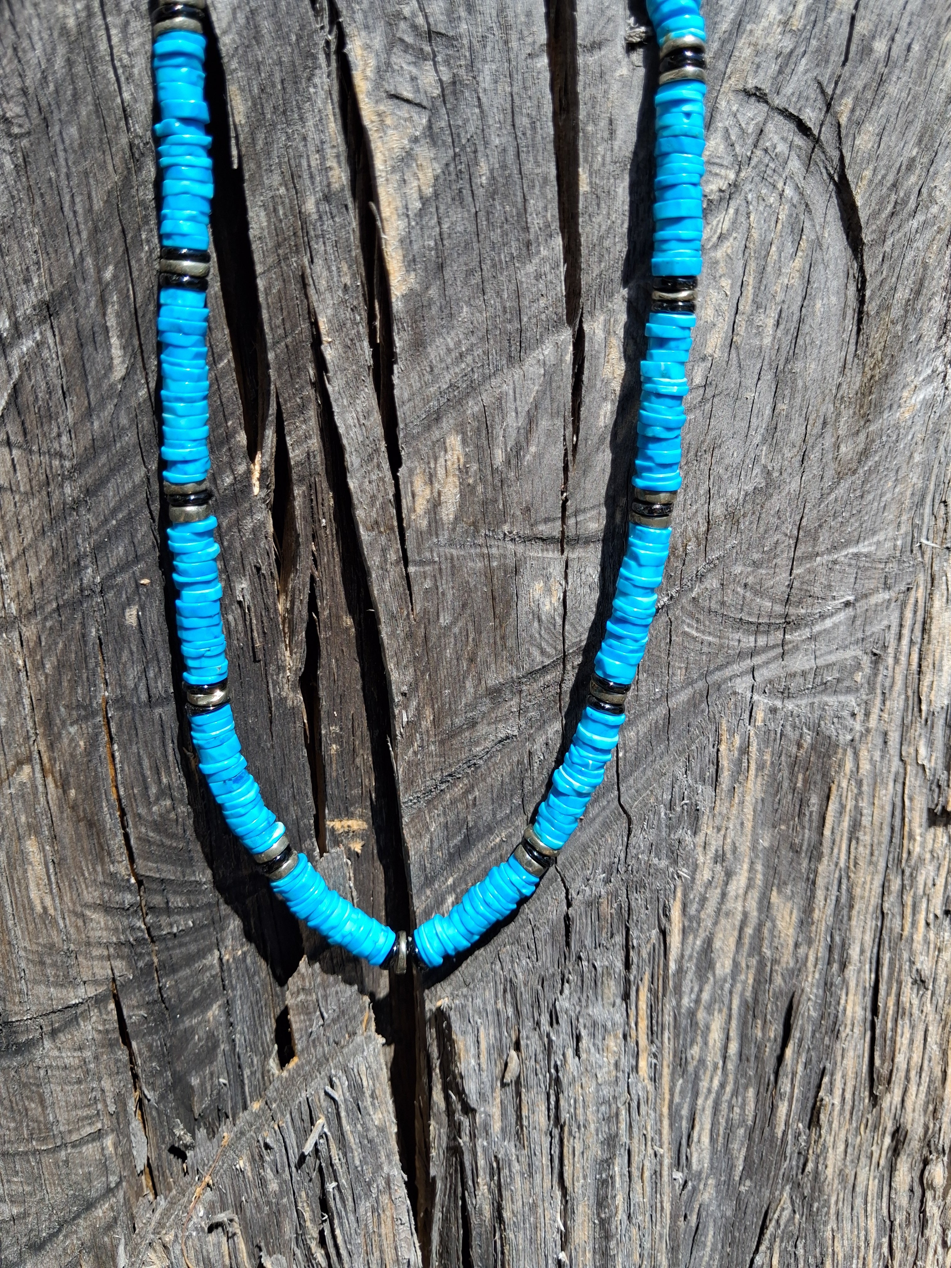 Collier Navajo – Turquoise Arizona, Pyrite & Spinelle