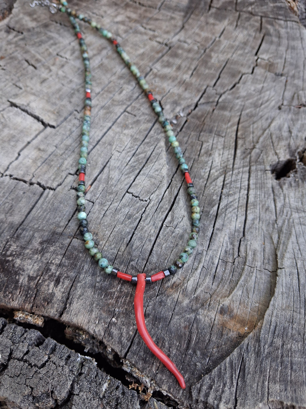 Collier Dalmates – Chrysocolle, Corail & Branche de Corail