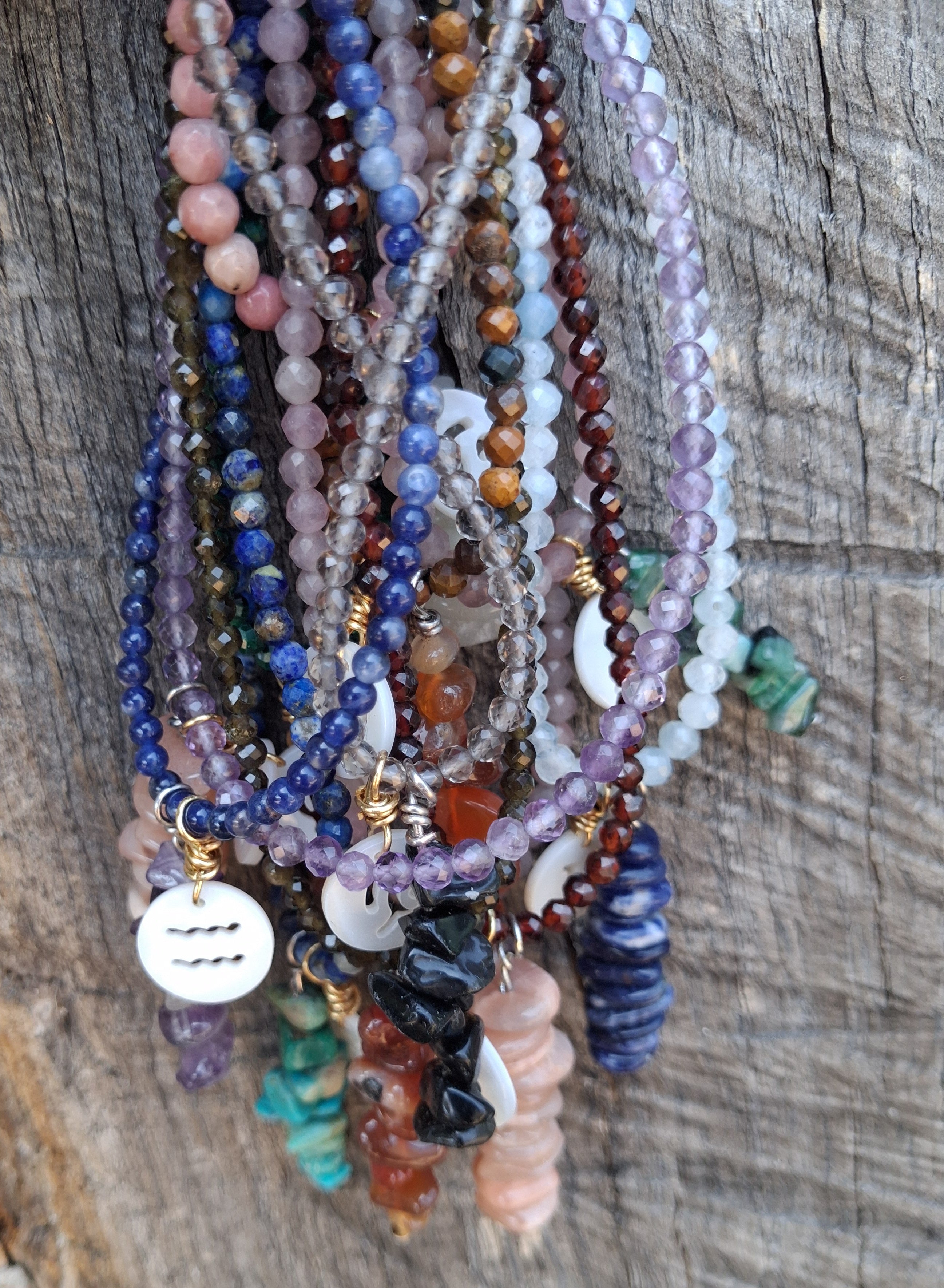 Collier Astro Cancer — Rhodonite & Pierre de lune, fait main