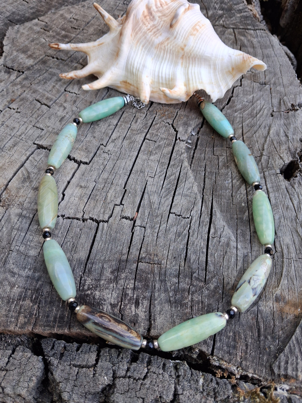 Collier Capri – Agate, Obsidienne & Argent 925