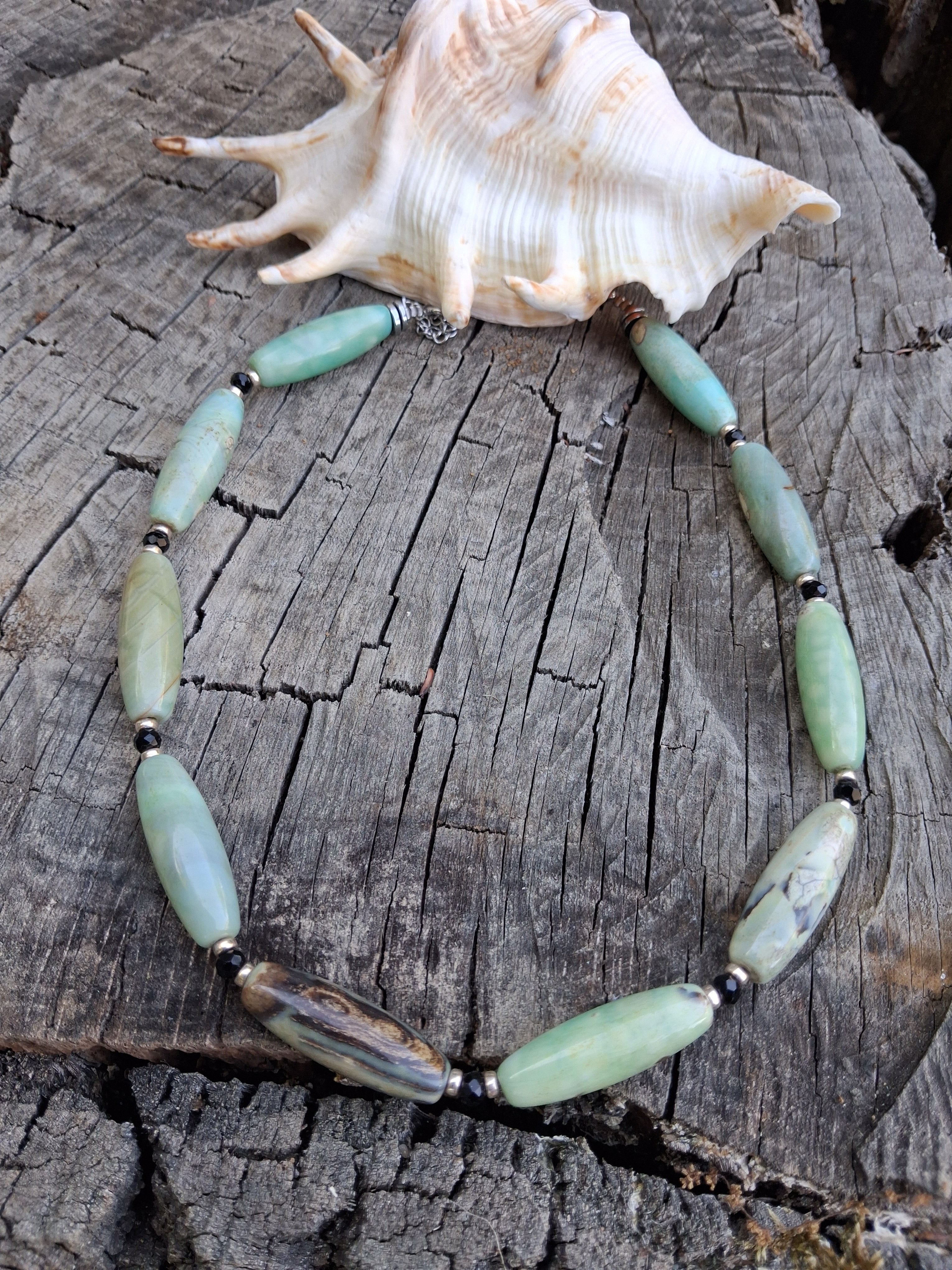 Collier Capri – Agate, Obsidienne & Argent 925