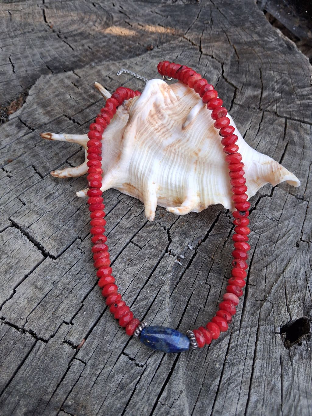 Collier Capri – Corail, Argent 925 & Lapis-lazuli