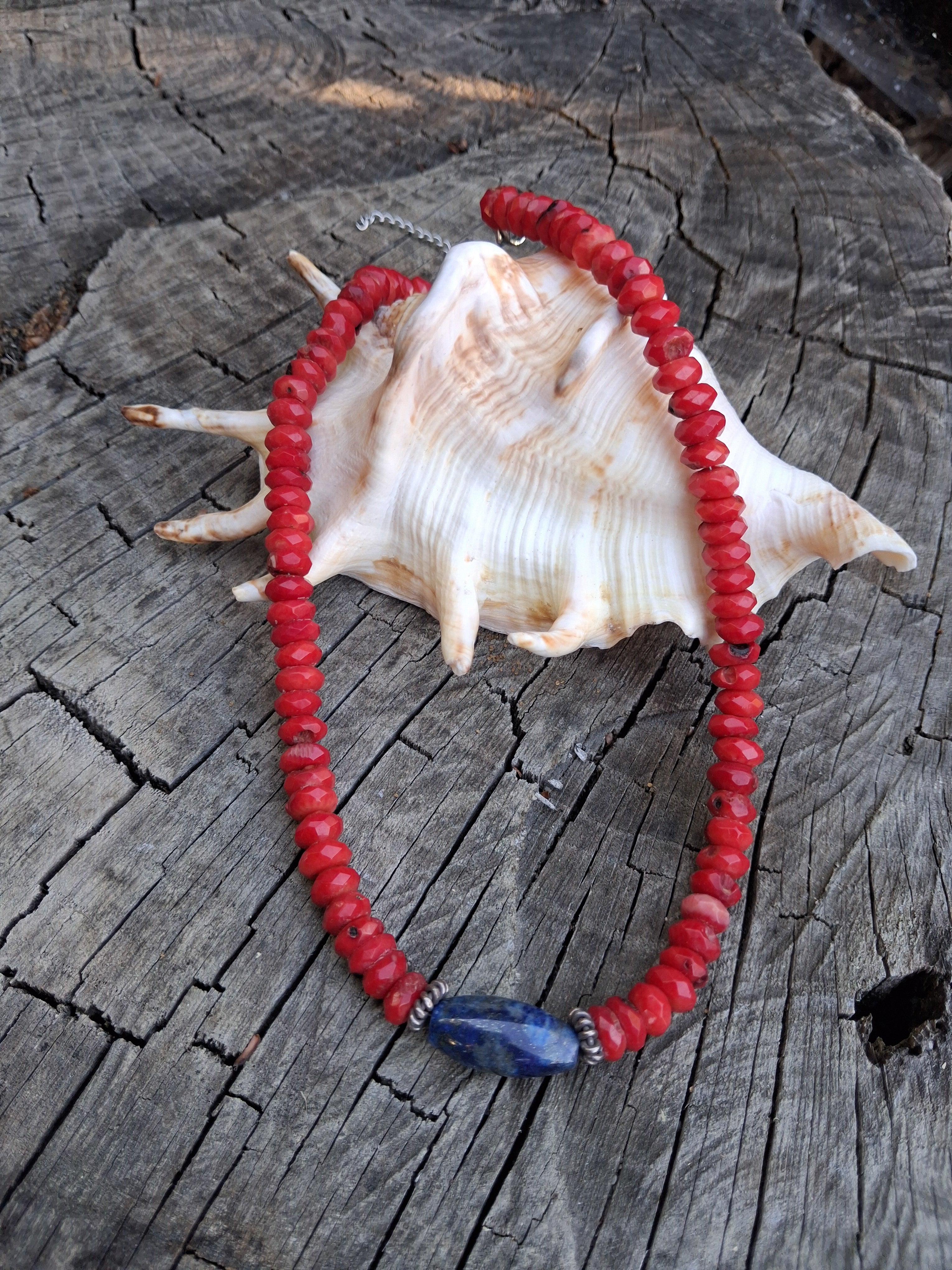Collier Capri – Corail, Argent 925 & Lapis-lazuli