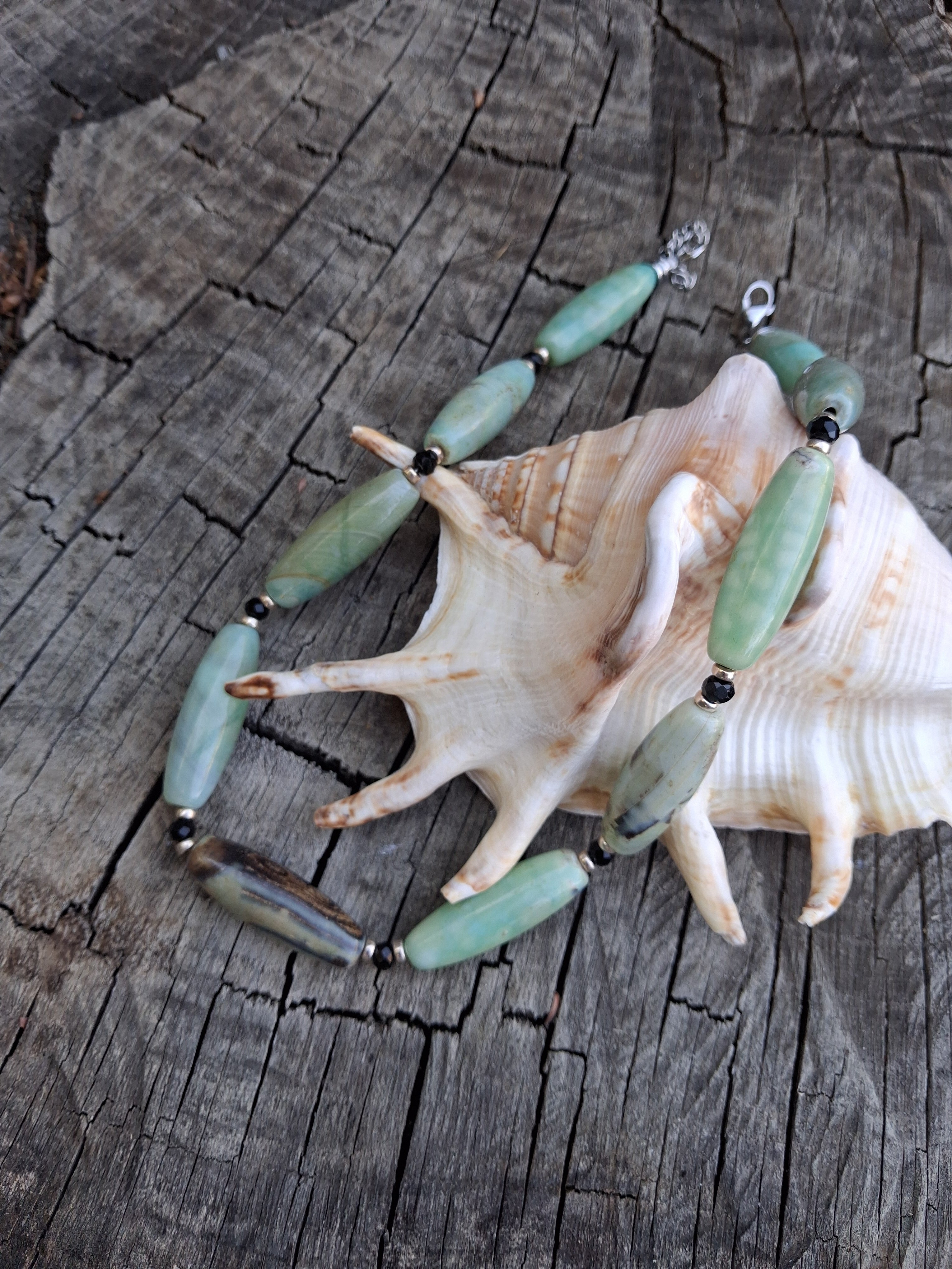 Collier Capri – Agate, Obsidienne & Argent 925