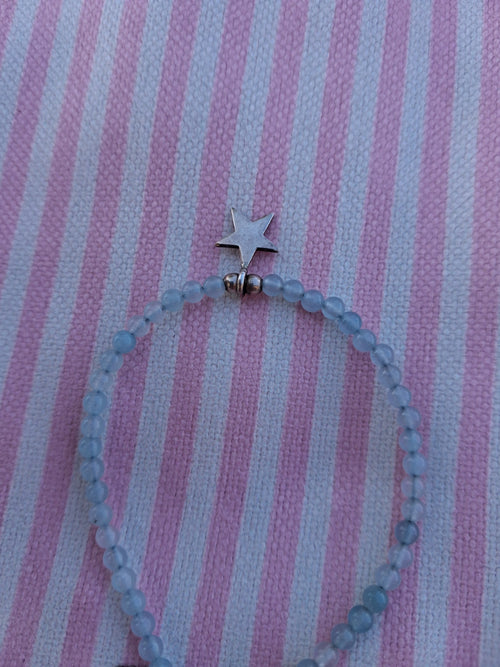 Bracelet Rhodes – Aigue-marine & Étoile Argent 925