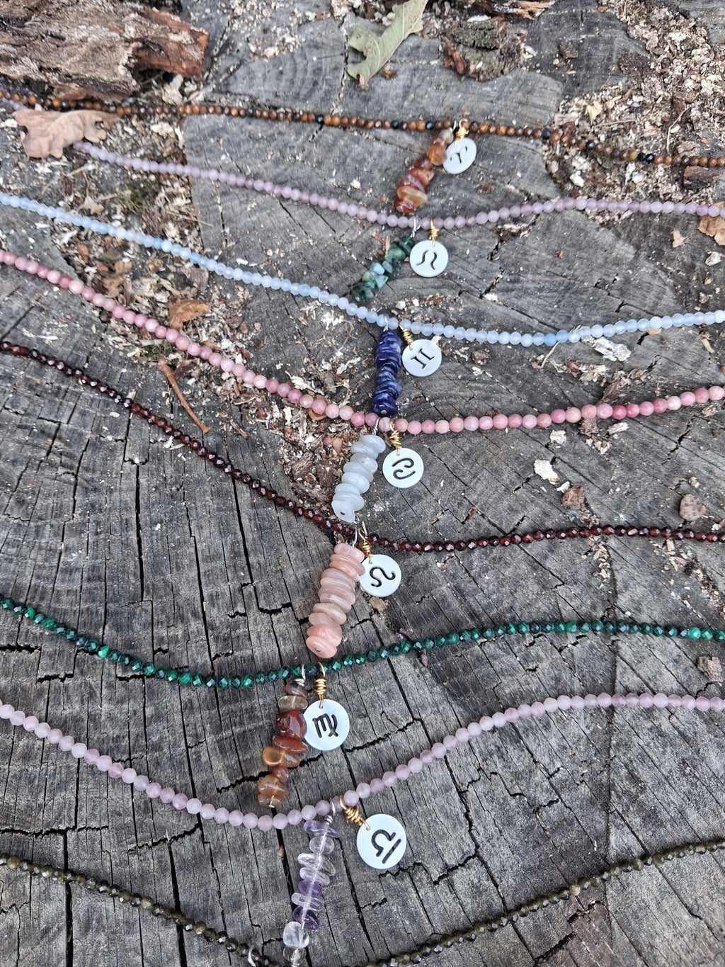 Collier Astro Vierge — Malachite & Cornaline, fait main