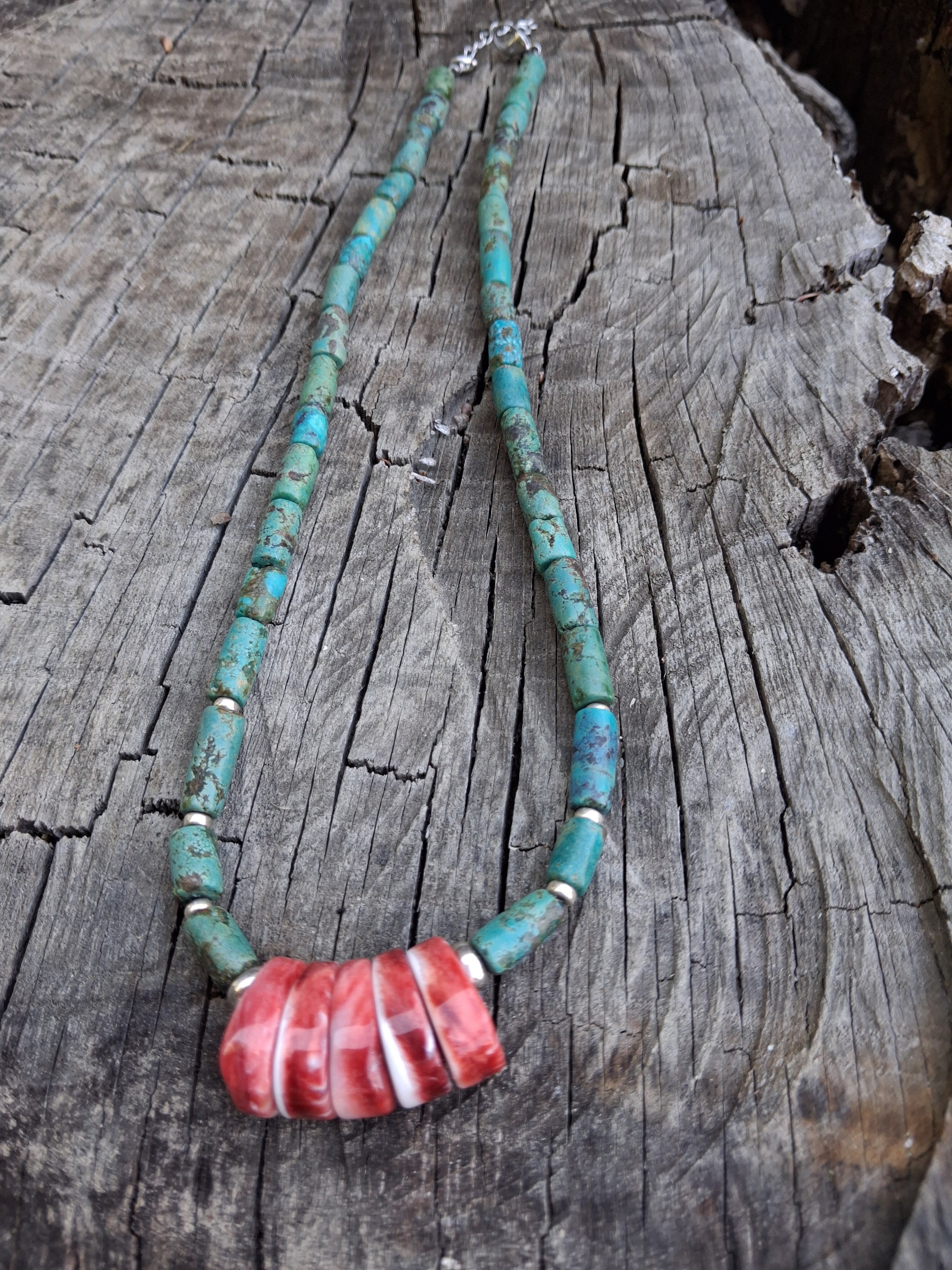 Collier Arizona – Turquoise, Argent 925 & Huître Épineuse