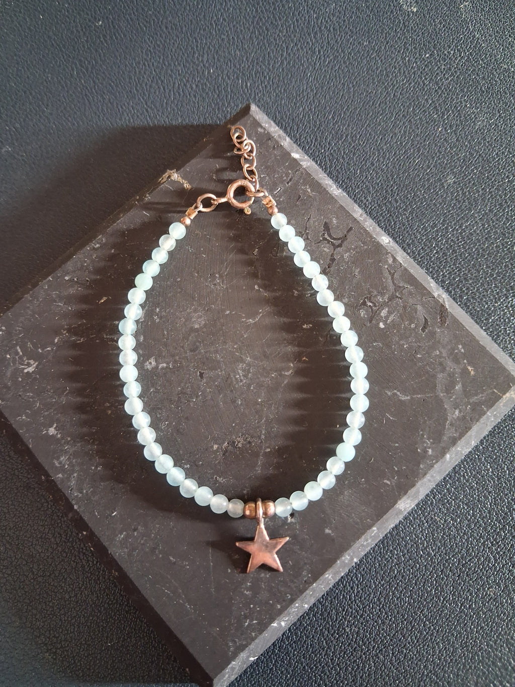 Bracelet Rhodes – Aigue-marine & Étoile Argent 925