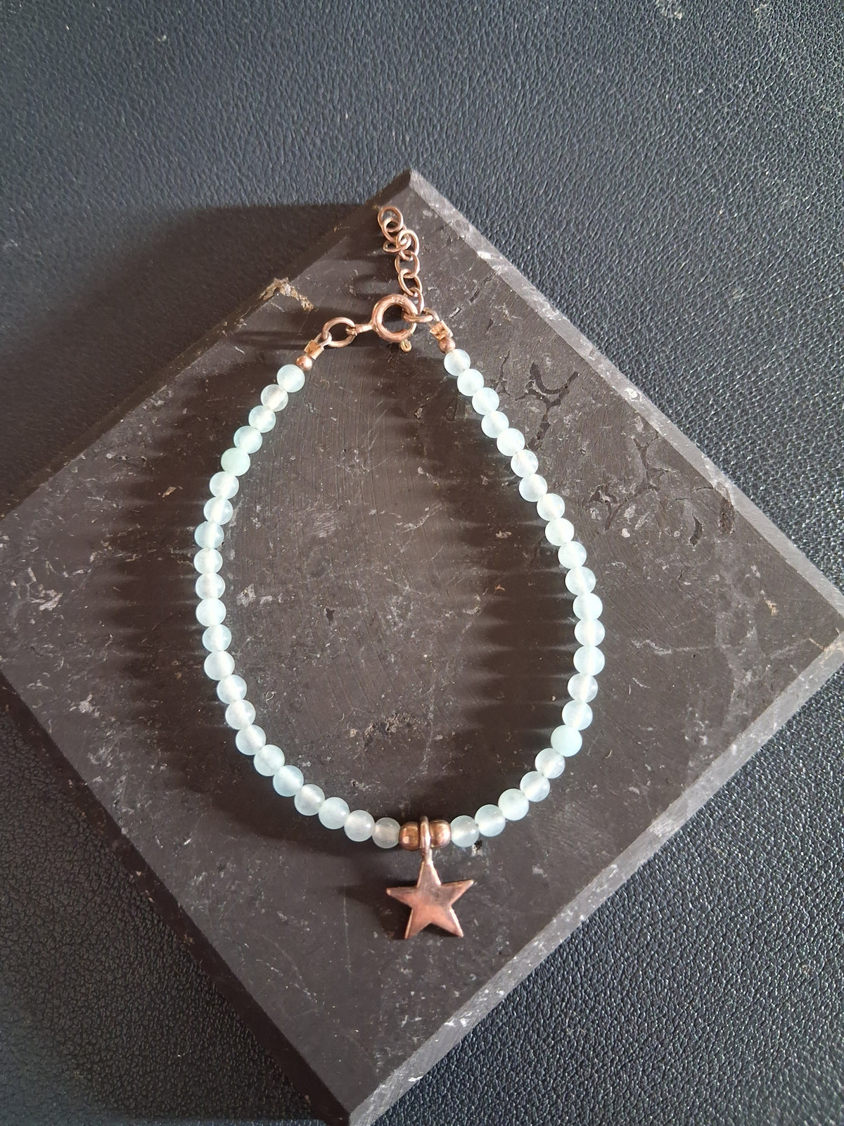 Bracelet Rhodes – Aigue-marine & Étoile Argent 925
