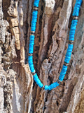 Collier Navajo – Turquoise Arizona, Pyrite & Spinelle