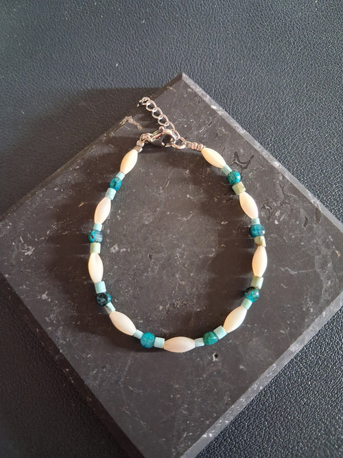 Bracelet Rhodes 17 en nacre, turquoise et apatite