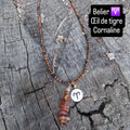 Collier Astro Bélier — Œil de tigre & Cornaline, fait main