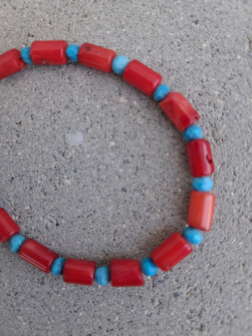 Bracelet Rhodes – Corail & Turquoise