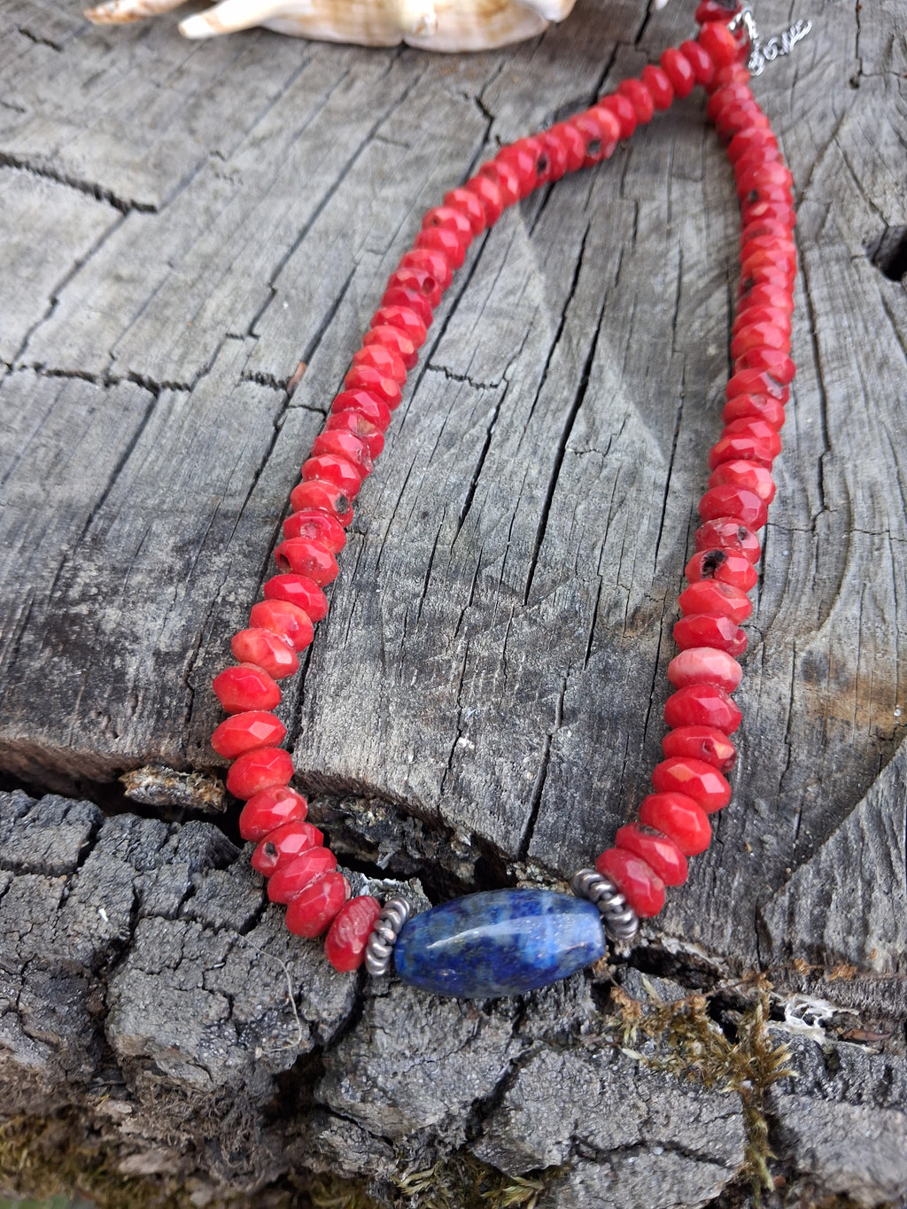 Collier Capri – Corail, Argent 925 & Lapis-lazuli