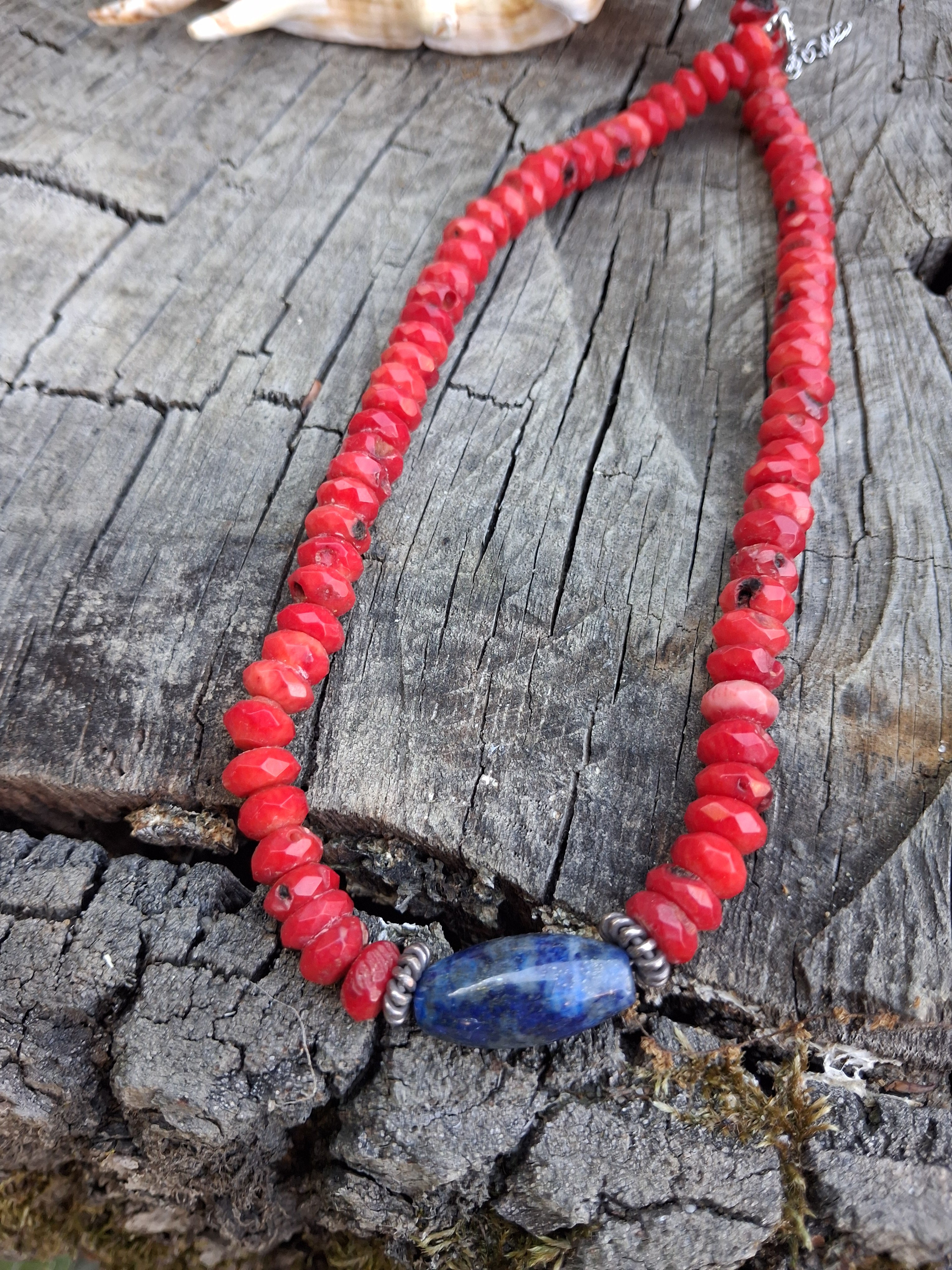 Collier Capri – Corail, Argent 925 & Lapis-lazuli