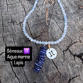 Collier Astro Gémeaux — Aigue-marine & Lapis-lazuli, fait main