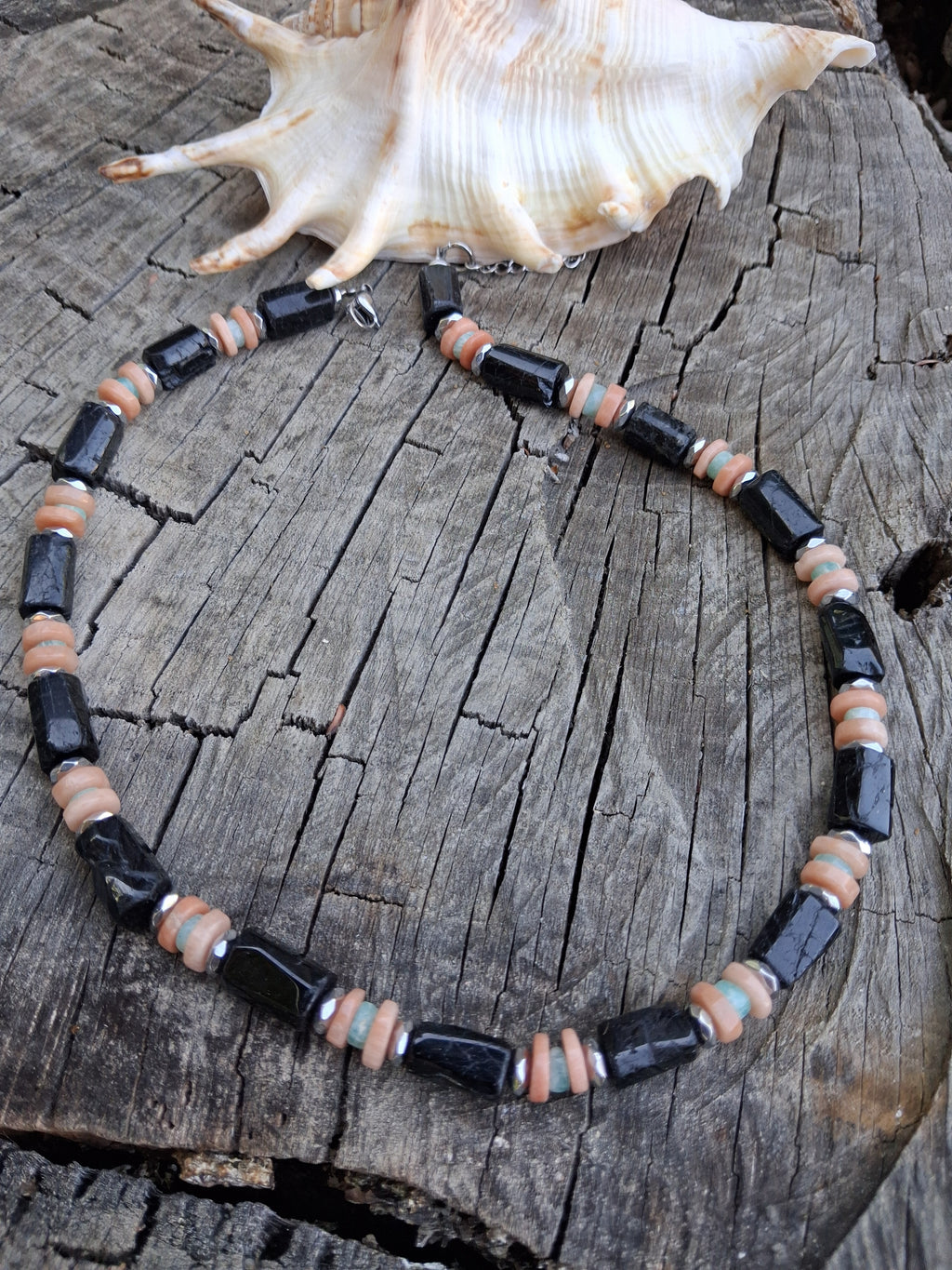 Collier Capri – Tourmaline, Pierre de Lune & Amazonite