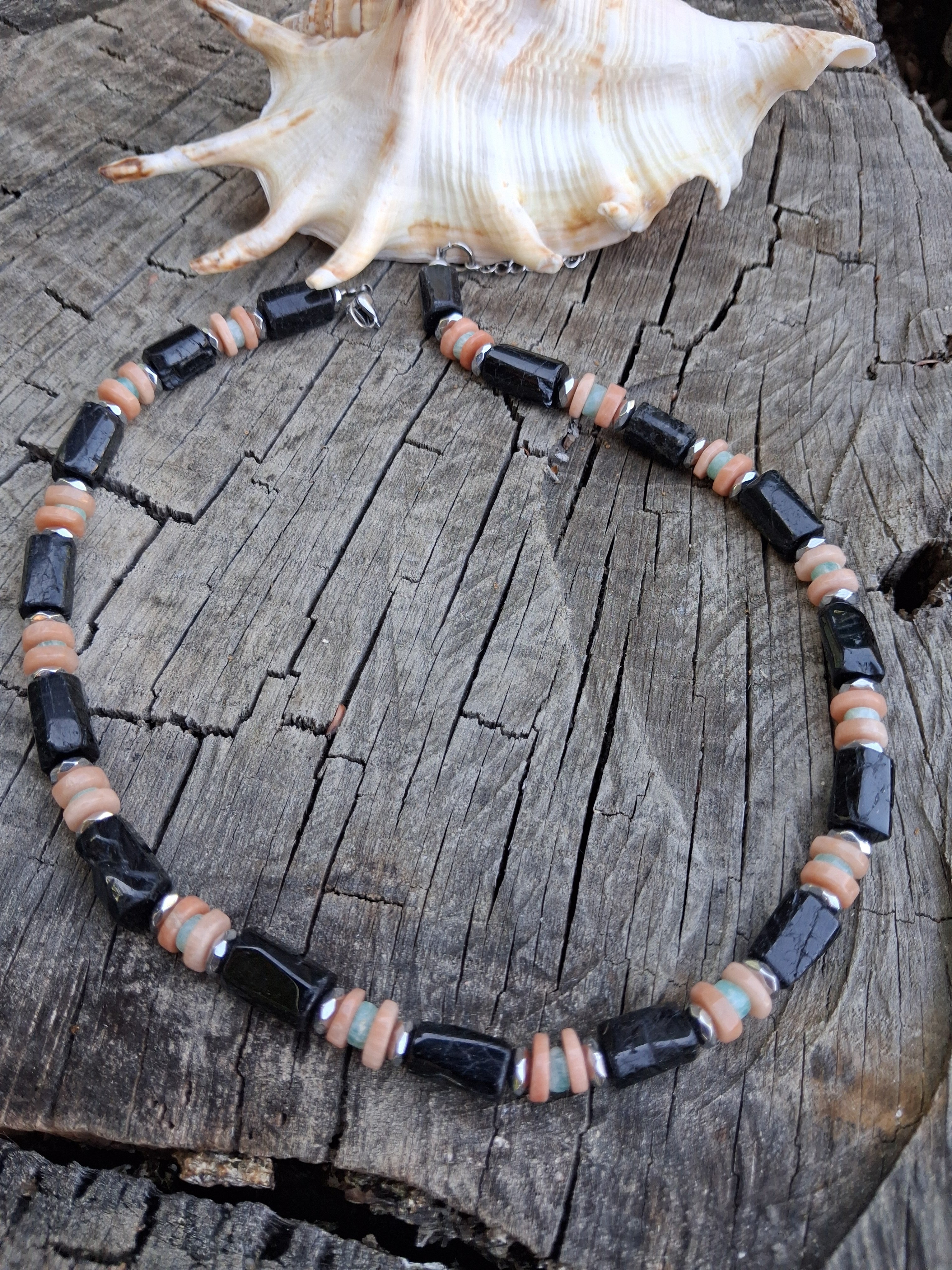 Collier Capri – Tourmaline, Pierre de Lune & Amazonite