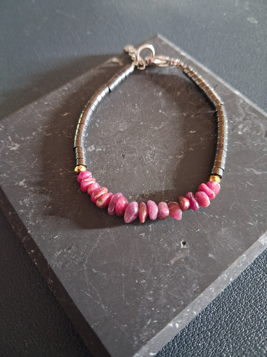 Bracelet Rhodes – Rubis & Hématite