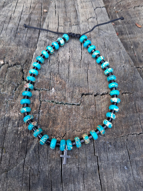 Bracelet Homme – Abacus, Onyx & Croix Acier